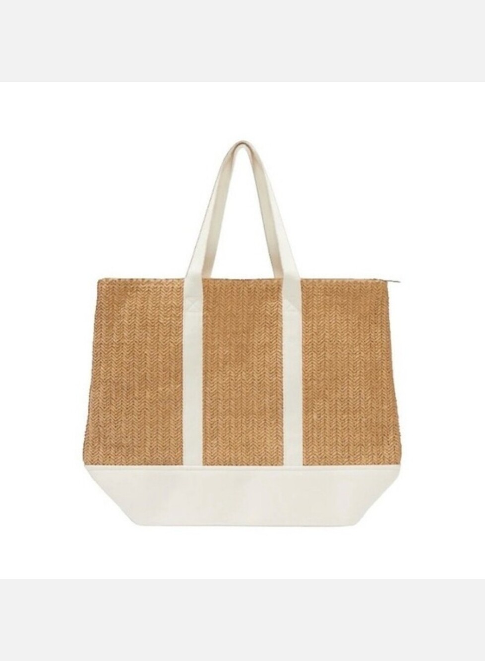 Show Me Your MuMu Sunseeker Tote Bag Natural/Ivory Large Zip Top Beach New - Picture 2 of 3